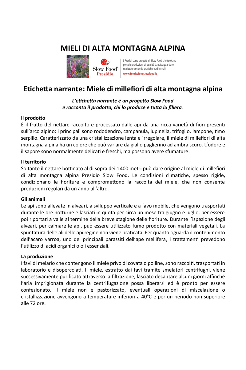 miele biologico monviso alberto Fino Volavia Volav&igrave;a  slow food etichetta narrante presidio - Apicoltura VolaVia